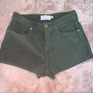 Kendall and  Kylie Green Distressed High-Rise Corduroy Shorts Size: 25